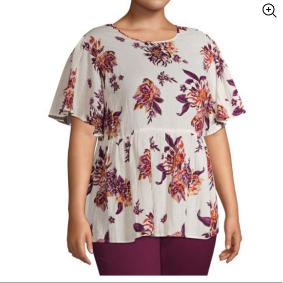 💜Terra&Sky Women’s Dropshoulder Flutter sleeveTop - Picture 3 of 6